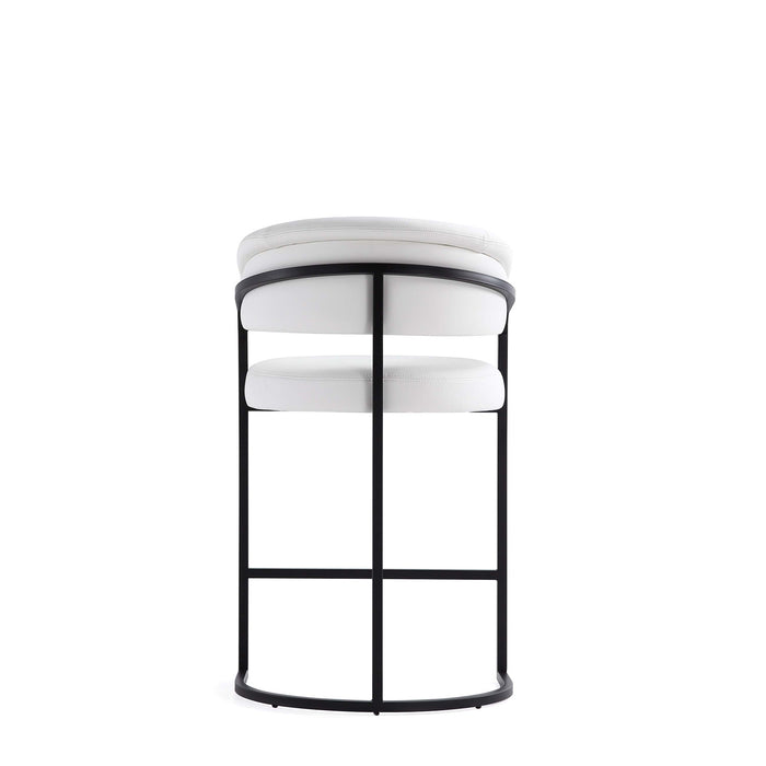 Tabouret de comptoir moderne Augusta en metal et tissu, blanc - Lot de 2