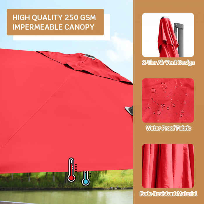 Costway Parasol cantilever 10x10 ft pour terrasse, aluminium, rotation 360°, inclinable, vin
