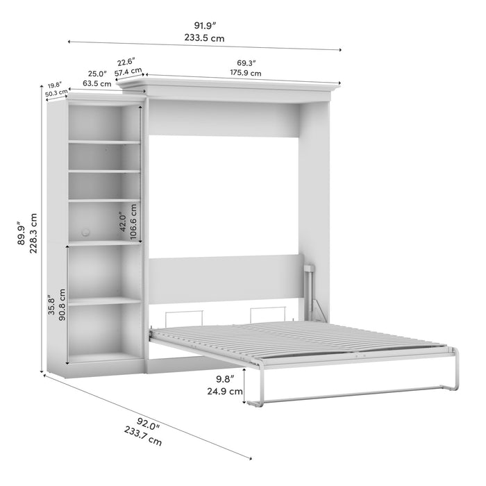 Grand lit escamotable Versatile de Bestar de 92 po (L) avec organisateur de garde-robe - gris platine
