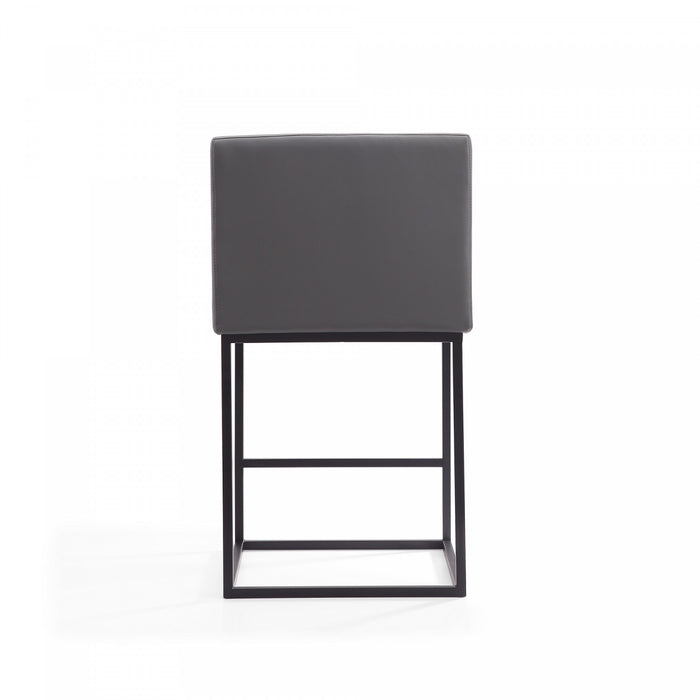 Tabouret de comptoir en metal et tissu gris style mid-century modern Ambassador - Lot de 2