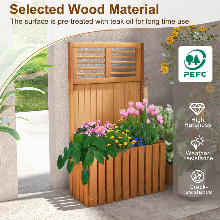 Costway Plante En Bois Stand Souleve Lit De Jardin Avec Trellis & Planter Box Ecran De Confidentialite
