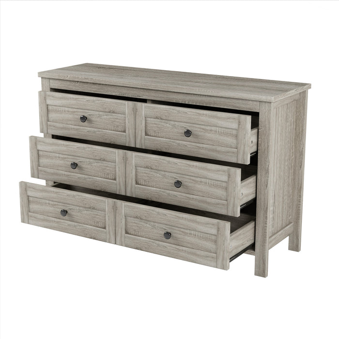 Madison Ensemble de chambre avec lit plateforme style ferme, rangement et station de recharge, taille Queen, gris