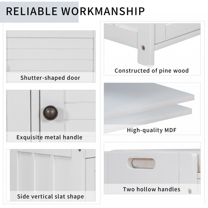 Banc De Rangement Olivia En Pin Avec Meuble A Chaussures 3 Portes Et Compartiment Cache, Blanc