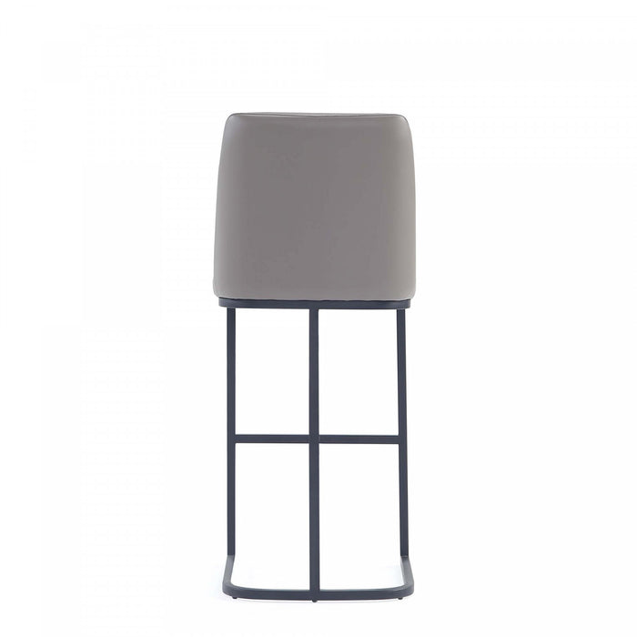 Tabouret de bar moderne en metal et tissu Serena, coloris taupe