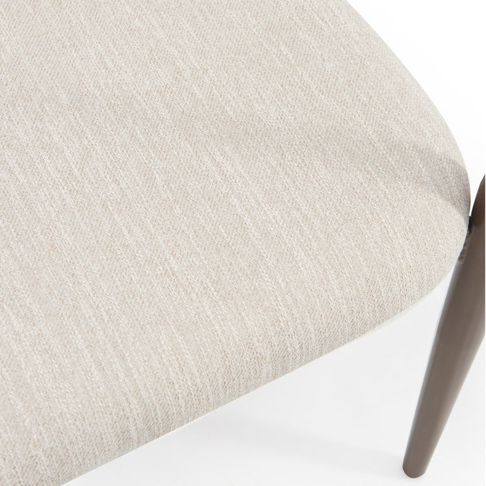 Ensemble De 2 Chaises De Salle À Manger Mila Avec Tissu Rembourré Et Structure Métallique - Beige Et Noyer