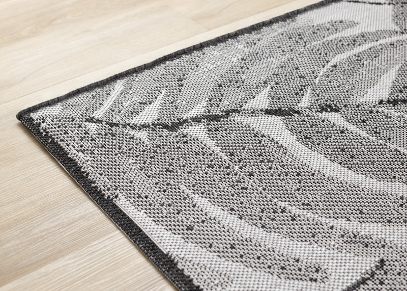 Tapis Jackson a feuilles botaniques gris et blanc, 7'10\" x 10'6\"