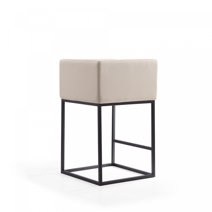 Tabouret de comptoir Embassy style milieu du siecle en metal et tissu creme - Lot de 3