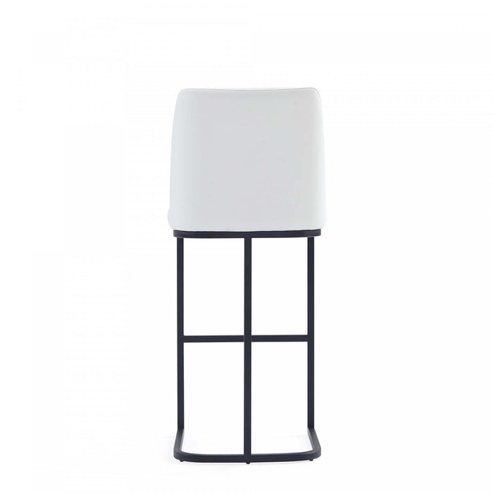 Tabouret de bar moderne en metal et tissu Serena, blanc - Lot de 2