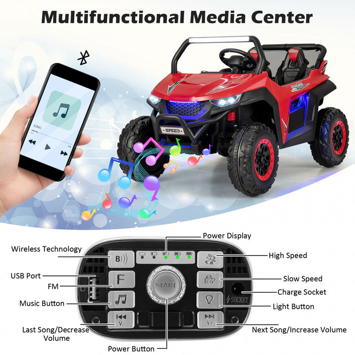 Costway 12v 2 Places Enfants Roulent Sur La Suspension De Vehicule Electrique Utv Rc W / Lumieres Et Musique