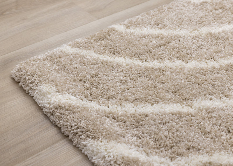 Tapis Fairmont aux lignes courbes creme taupe, 5'3\" x 7'7\"