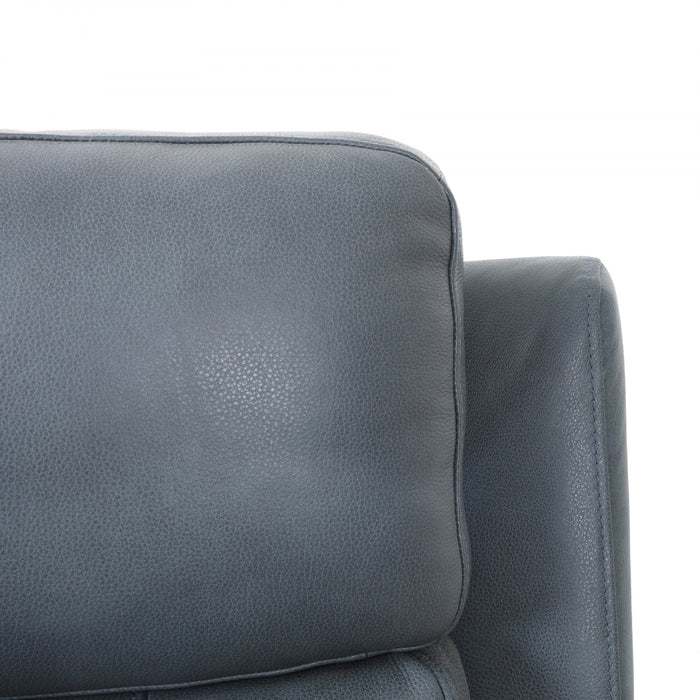 Sofa inclinable electrique Bellamy de 78 po en cuir assorti avec appuie-tete ajustable et USB - Bleu