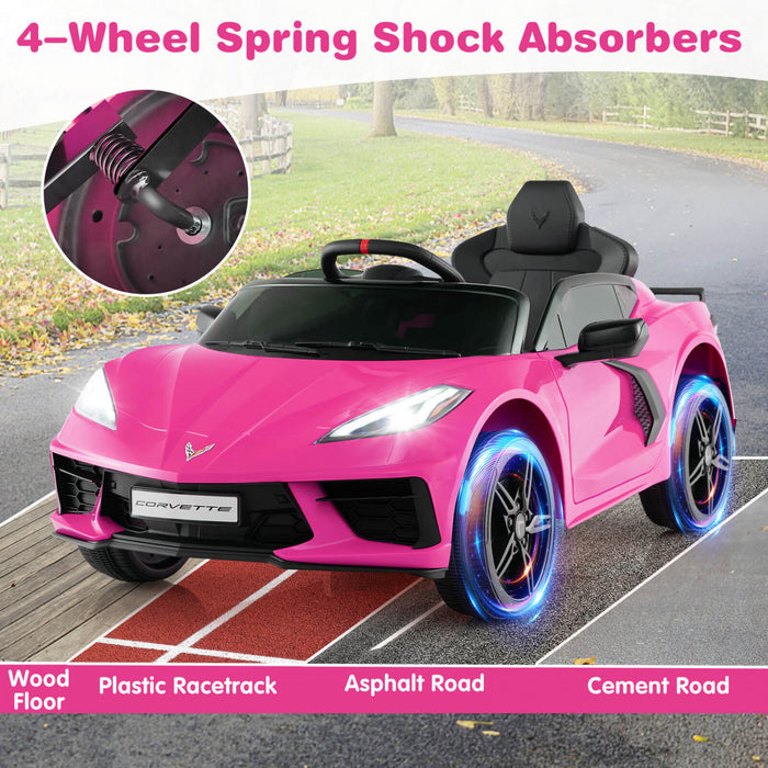 Costway 12v Electrique Enfants Rouler Sur La Voiture Avec Telecommande Sans Fil Connexion Lumieres Rose