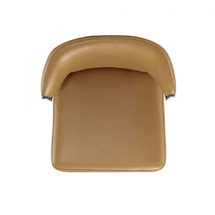 Chaise de salle a manger moderne en cuir vegetalien et metal Kirsten couleur camel - Lot de 4