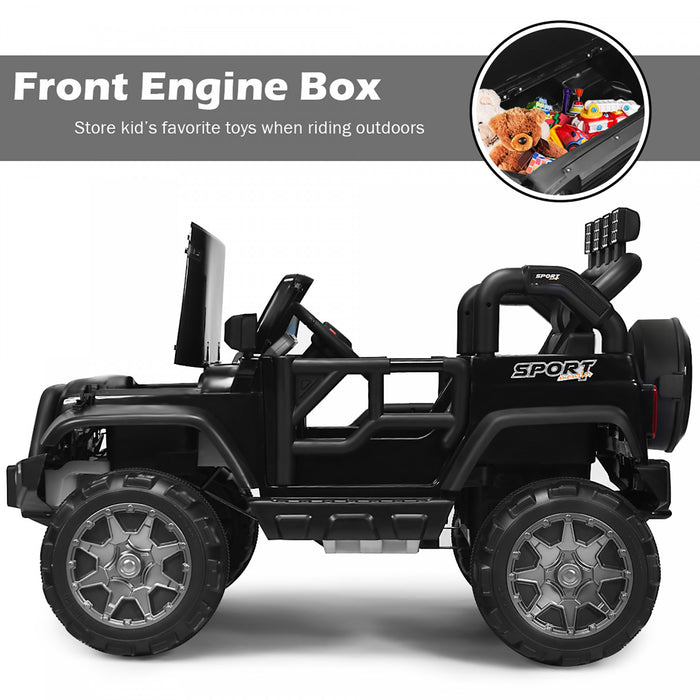 Voiture Pour Enfants 2 Places 12v, Pick-up Telecommande Avec Compartiment De Rangement, Coloris Noir