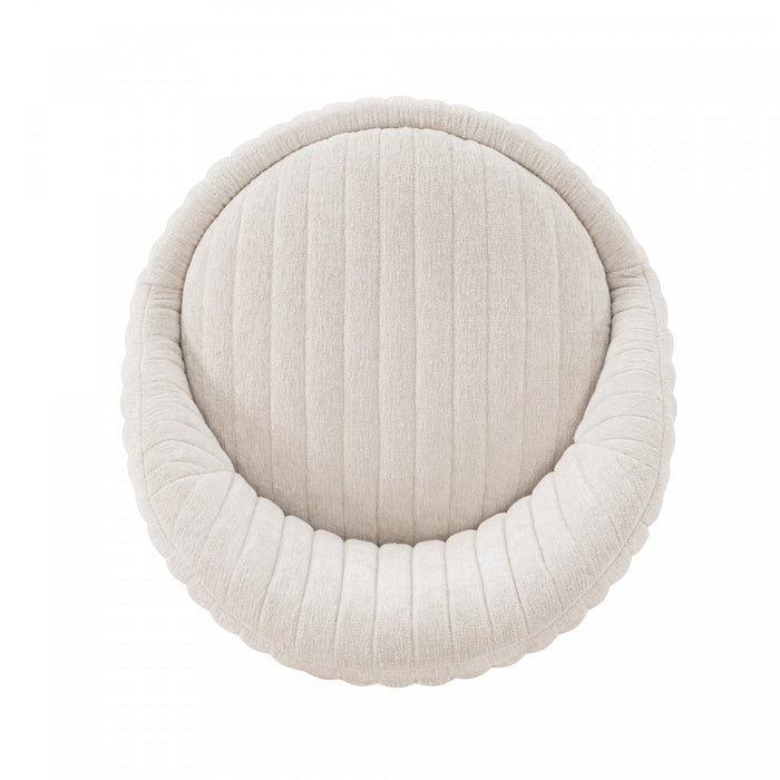 Fauteuil pivotant moderne en chenille Leela couleur creme - Lot de 2