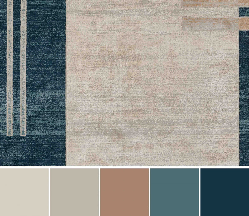 Tapis Contemporain Sorelle 5'1\" x 7'7\" en Bleu