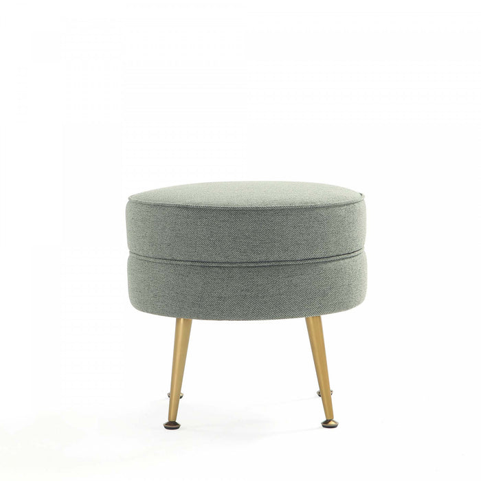 Lot de 2 poufs d’appoint rembourres Bailey style milieu du siecle en vert sauge