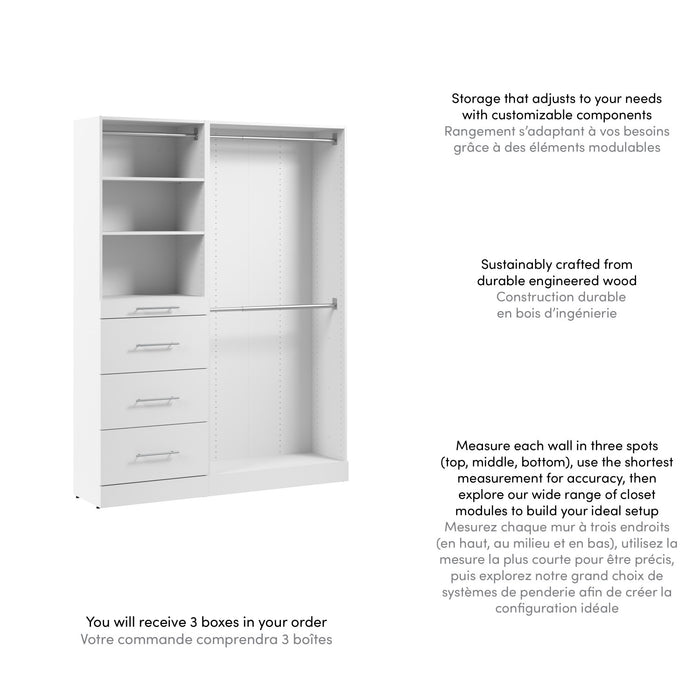Système de garde-robe et pièce-penderie modulaire Florence de Bestar de 60 po avec tringles et rangement - blanc