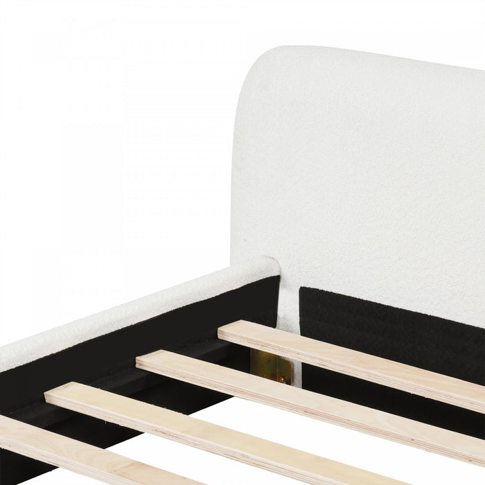 Joyce Lit confortable et elegant avec revetement pour chambre, Taille Queen, Blanc