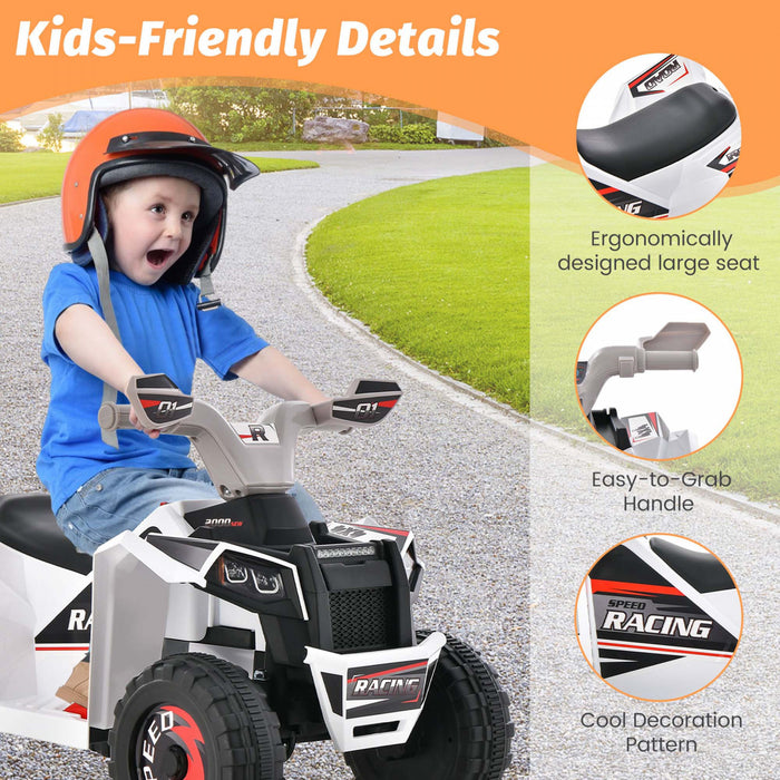 Costway Enfants Rouler Sur Atv 4 Roues Quad Jouet Voiture 6v Alimente Par Batterie Jouet Motorise Blanc