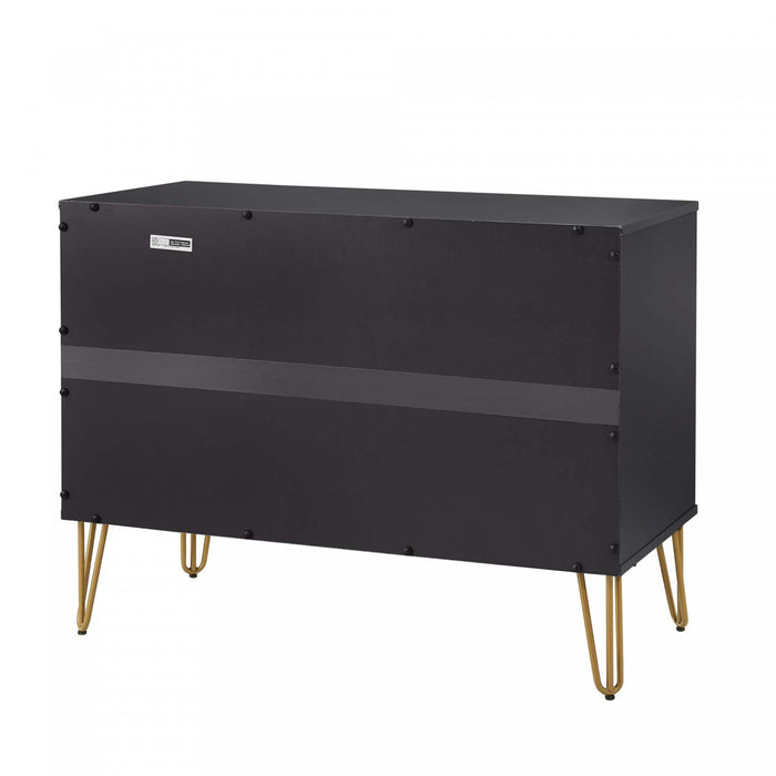 Commode Dumbo Moderne 35\" a Cannelures en Noir (3 Tiroirs)
