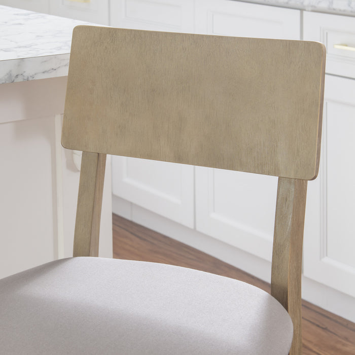 Tabouret bar Jorissen en tissu d'apparence lin - gris