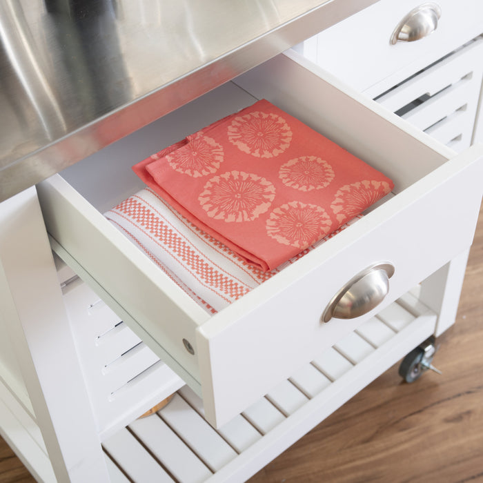 Chariot-bar de rangement Robbin en bois pour la cuisine - blanc