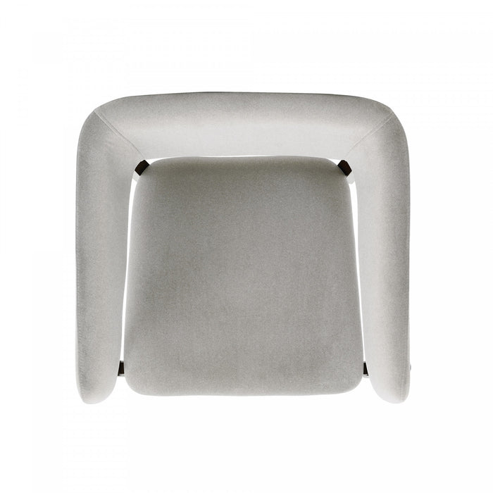 Fauteuil Blake moderne en faux mohair avec accoudoirs en bois, coloris grege - Lot de 2