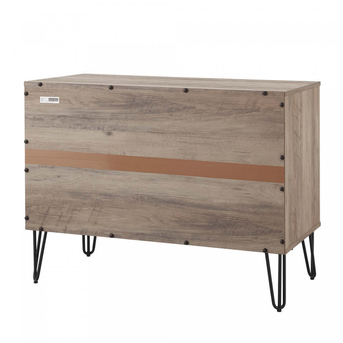 Commode Dumbo Moderne 35\" a rainures en gris rustique (3 tiroirs)