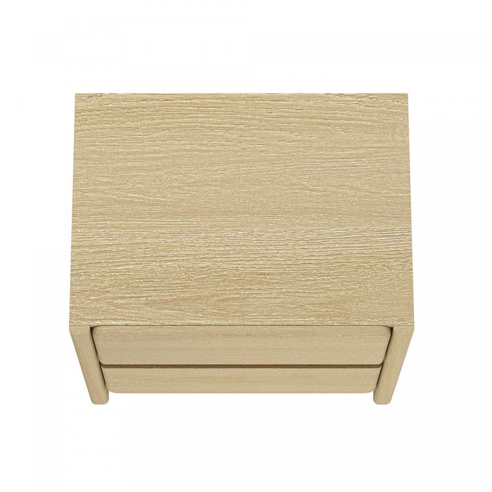 Table de nuit moderne Linda 24\" en chene naturel (2 tiroirs) - Lot de 2