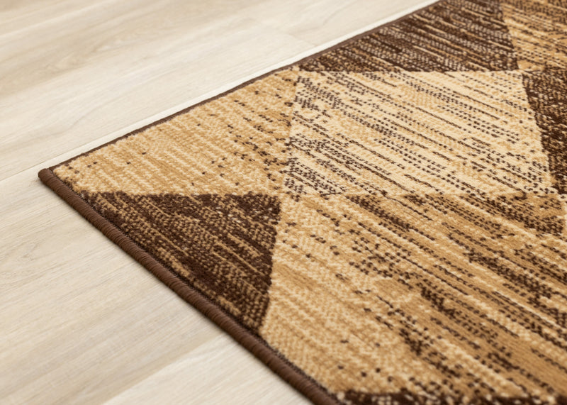 Tapis Florence a motif de losanges vieillis brun beige, 7'9\" x 10'6\"