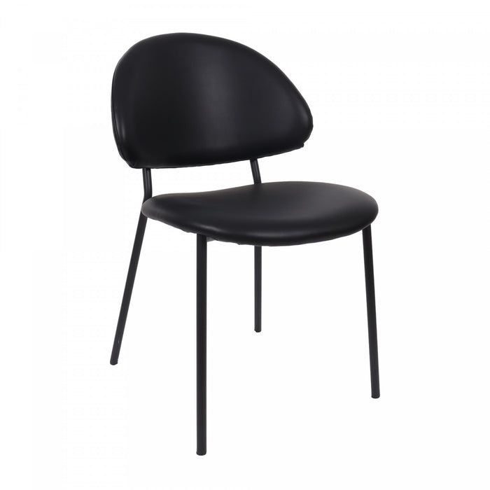 Chaise laterale contemporaine moderne en cuir vegetalien et metal Haven, noire - Lot de 4