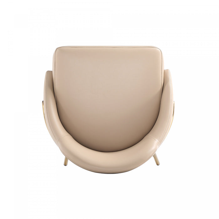 Tabouret de comptoir moderne en metal Gracie, rembourre, coloris beige et dore - Lot de 2