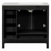 Derek 36 Inch Modern Bathroom Vanity with Ceramic Sink & Multi Storage, Black | Meuble de salle de bain moderne Derek 36 pouces avec lavabo ceramique et rangement multiple, noir