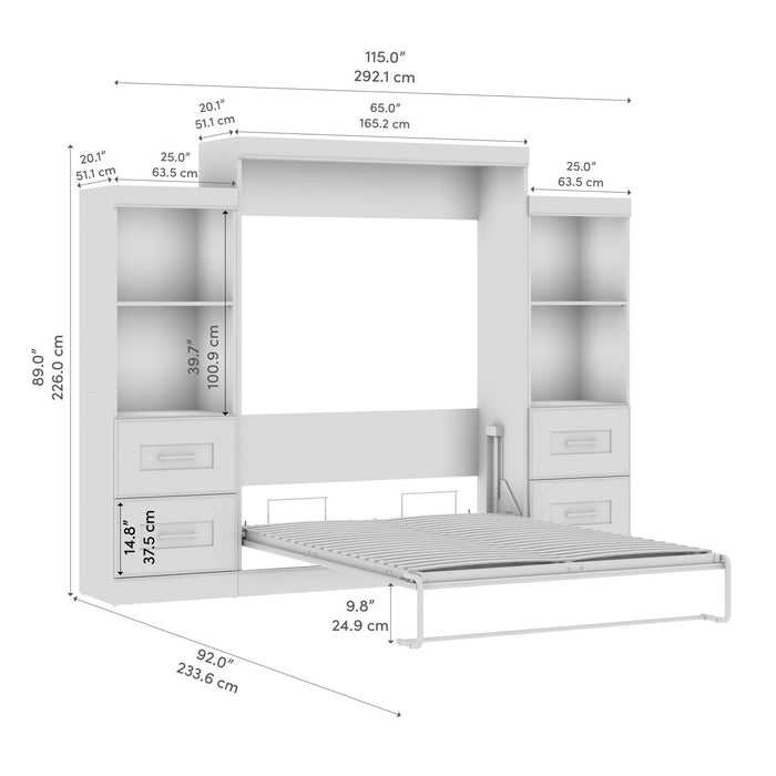 Grand lit escamotable Edge de Bestar avec organisateurs de garde-robe et tiroirs (115 po [L]) - blanc