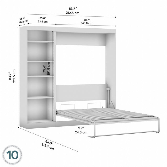 Lit double escamotable mural Pur de Bestar de 84 po avec tablettes - chocolat