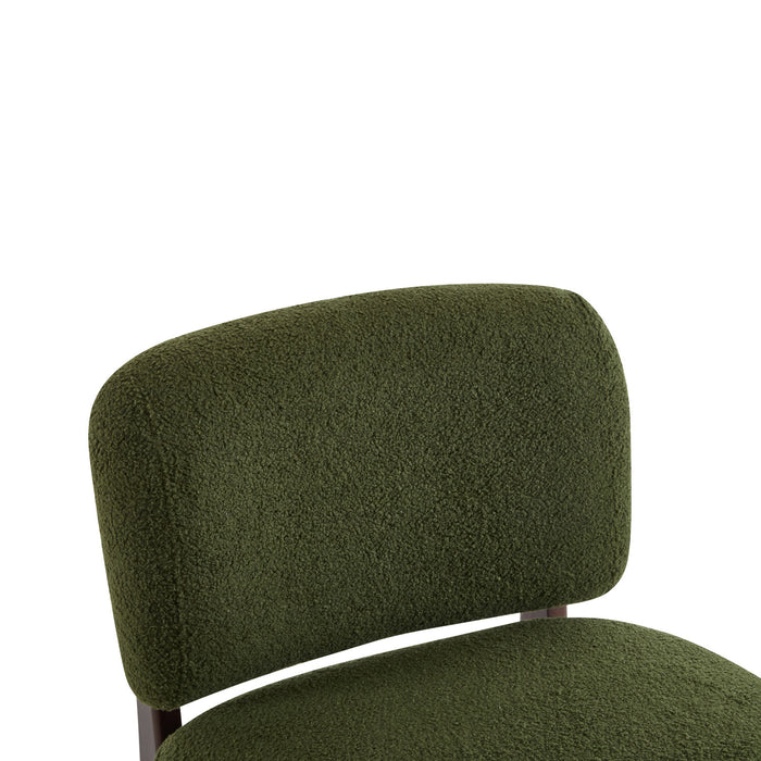 Coco Fauteuil de Salon Moderne en Bouclette avec Cadre en Bois Massif, Vert