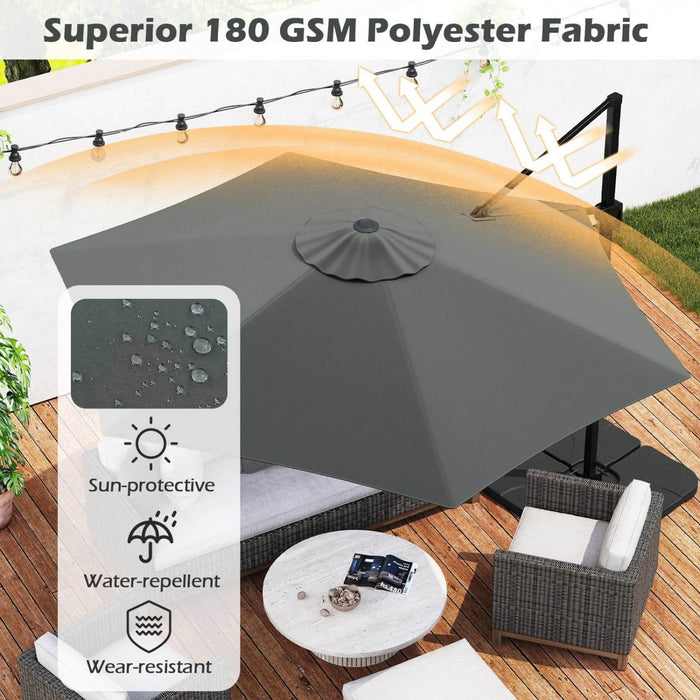 Parasol deporte Costway 9 FT avec voile anti-UV, haut ventile, base croisee, gris