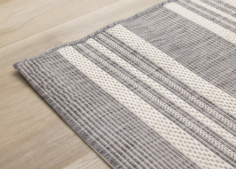 Tapis Jackson a rayures creme taupe, 5'3\" x 7'7\"