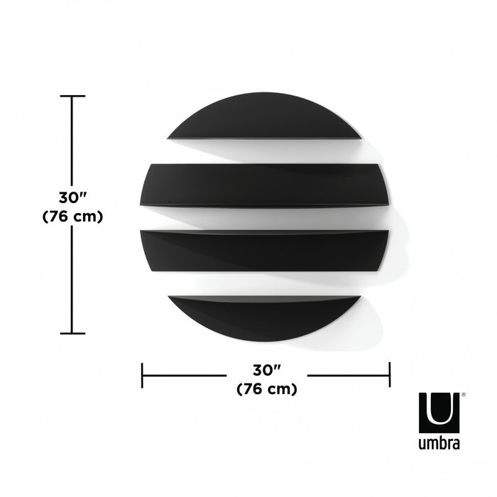 Tablettes murales flottantes décoratives modernes Solis de Umbra en acier - noires