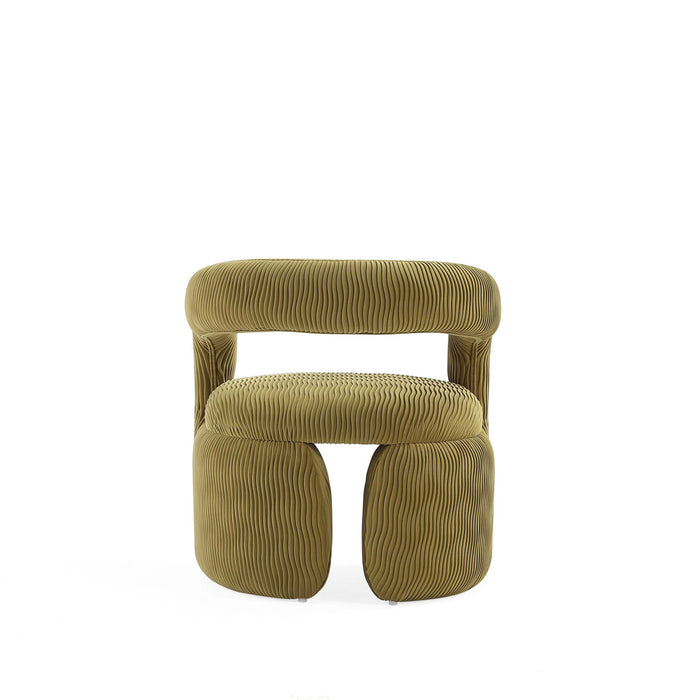 Fauteuil lounge Corvette style milieu du siecle en velours vert olive - Lot de 2