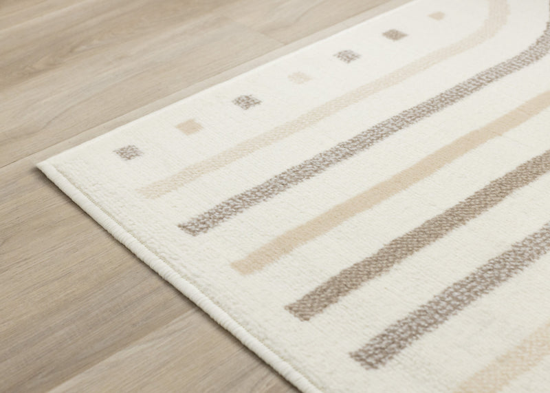 Tapis Florence a motifs de lignes courbes creme, beige et brun, 2'7\" x 4'11\"
