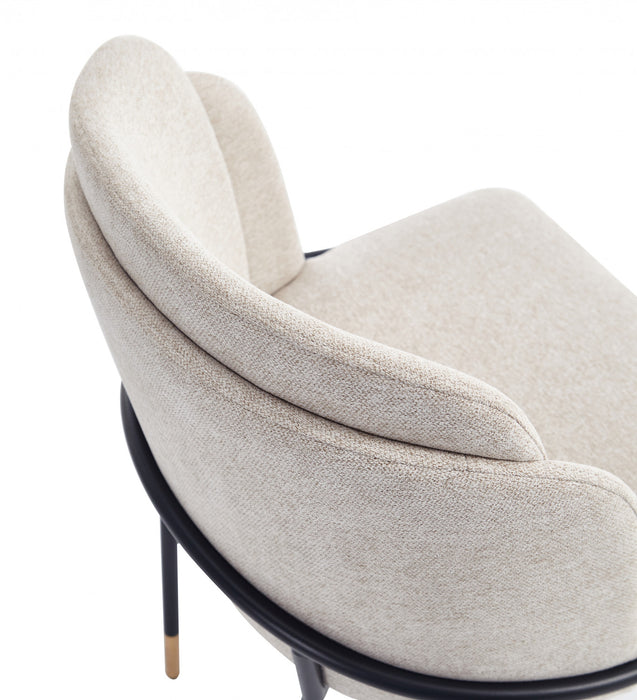 Chaise de salle a manger Flor en metal moderne a tissage serge, couleur ble - Lot de 2