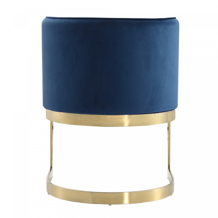Chaise de salle a manger moderne en velours Aura avec structure en metal, bleu royal - Lot de 2