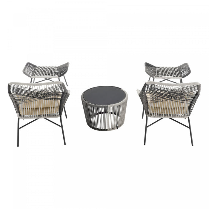 Ensemble de conversation moderne Ashland 5 pieces en creme