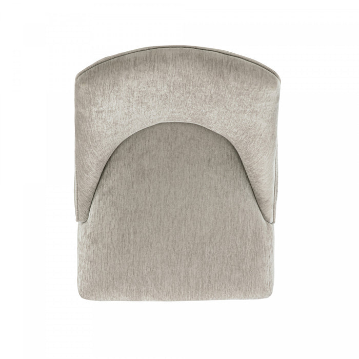 Chaise de salle a manger moderne en bois et chenille Beever, taupe - Lot de 2