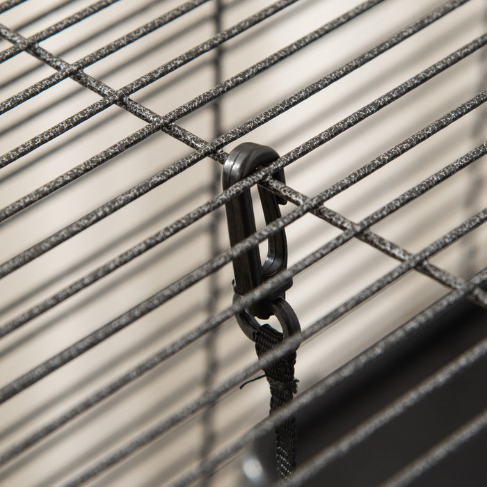 Cage Pour Petits Animaux Portable Avec 2 Portes Hamac Metal Pp 52 X 52 X 113,5 Cm Gris
