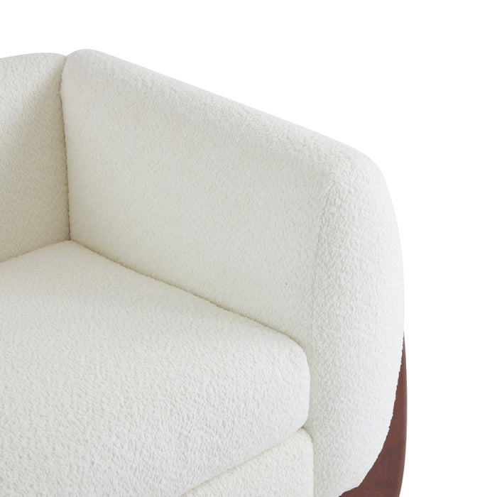 Lillian Canape deux places moderne en bois massif avec revetement en boucle, assise confortable, beige