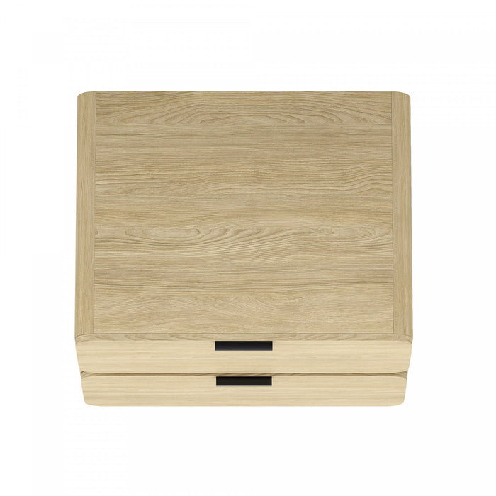 Table de nuit contemporaine moderne Chrystie 66 cm en bois naturel (2 tiroirs)