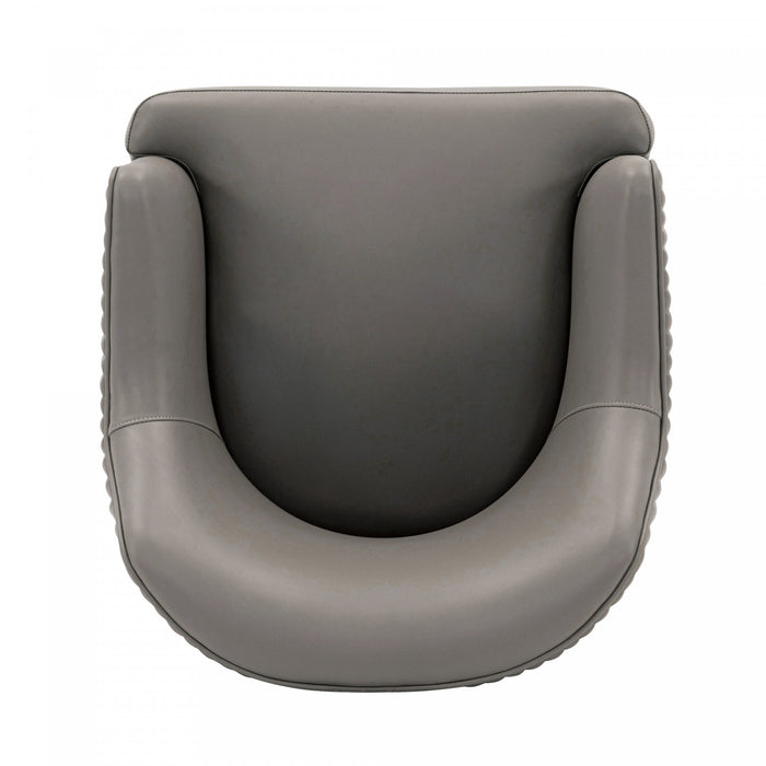 Chaise de salle a manger moderne en bois et cuir vegetalien Raya en taupe - Lot de 2